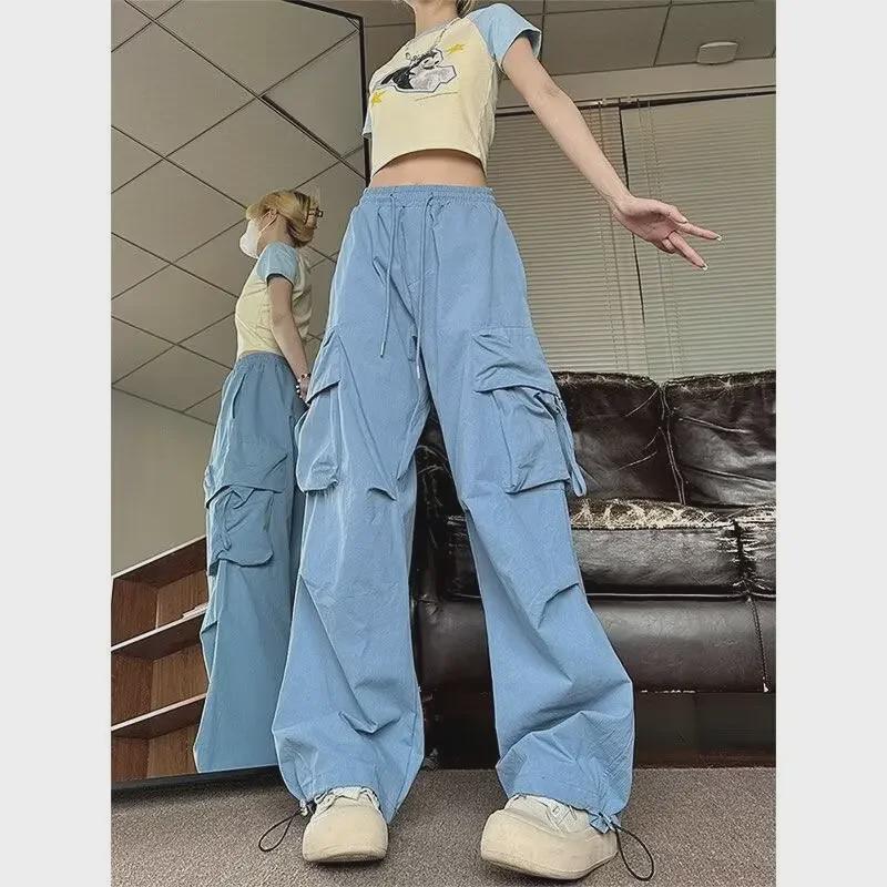 Women's Off-White American Retro Loose Hip-Hop Overalls - Wide-Leg Pants