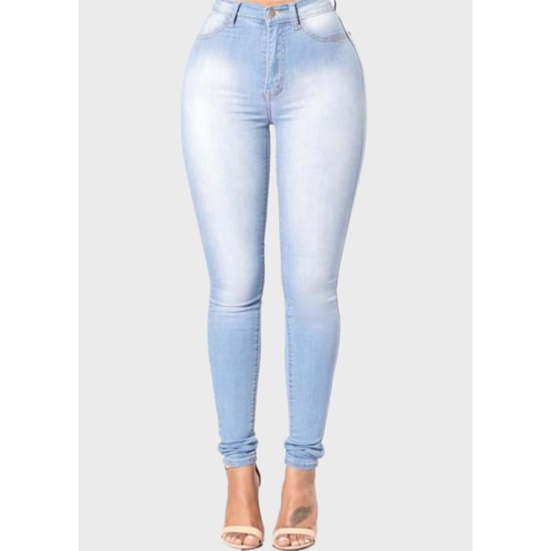 Womens High-Waisted Stretch Slim Fit Denim Jeans Pencil Pants Casual Office Wear