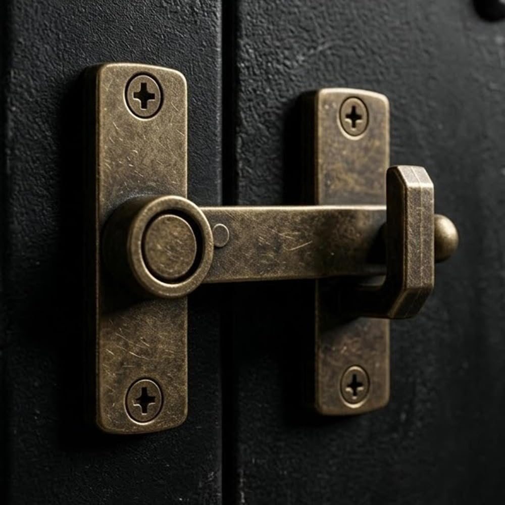Antique Bronze Door Latch, Retro Sliding Bolt Lock, Door Latch Guard Latch Bolt for Cabinets, Windows & Furniture Home Hardware