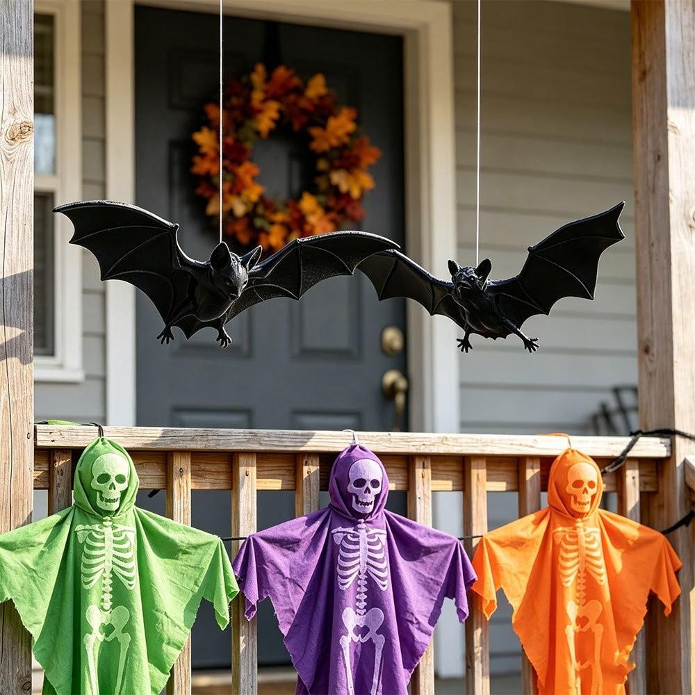 3D Black Bat Bat Decorative Hanging Pendant Gothic Style Flying Bat Wind Chime Garden Porch