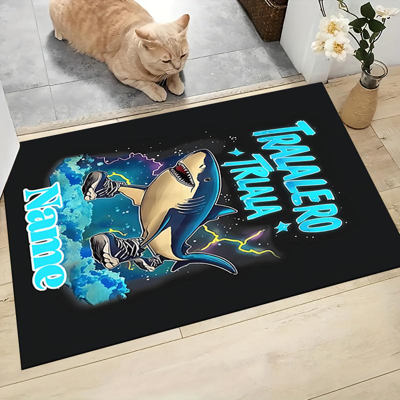 Custom Name "Shark Power: Tralalero Triala" Carpet Rug Customizable Soft Washable Anti-Slip Home Living Room Sofa Mats Personalized Rug. 090994