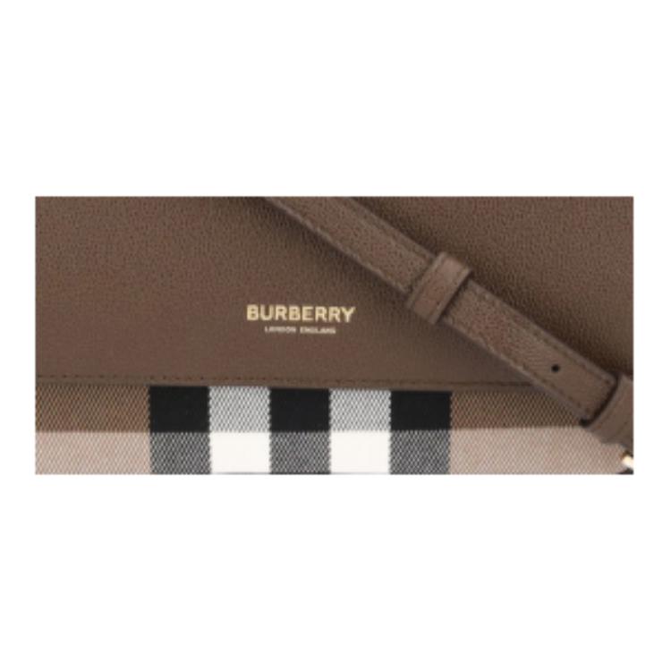 Burberry Коричневая кожаная винтажная сумка через плечо в клетку с золотой фурнитурой для повседневного использования
