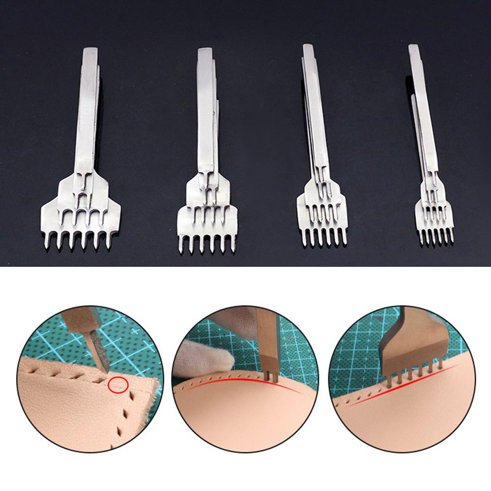3/4/5/6mm Spacing Punch Tool For Leather Hole Punches Tool Lacing Stitching Sewing DIY Leather Craft Tools 1/2/4/6 Prong