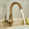 Antique Carved Bathroom Faucet Basin Faucets Brass Hot & Cold Bathroom Sink Faucet Deck Mounted Lavotory Faucet Mixer Water Tap