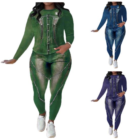 Женский комплект из двух предметов: топ с длинными рукавами, облегающие леггинсы и брюки, сексуальный спортивный костюм для вечеринок и клубов.