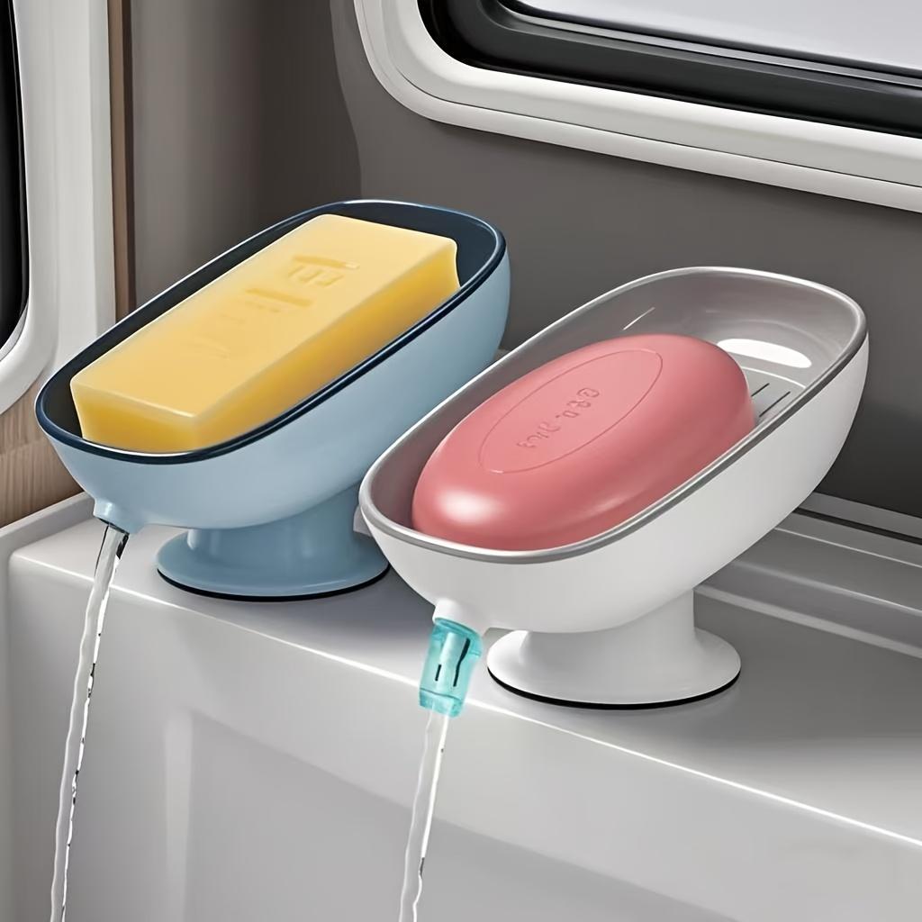 1pc Luxurious Adjustable Oval Soap Dish with Drain - Wall-Mounted, Anti-Slip, Removable Soap Tray for Bathroom