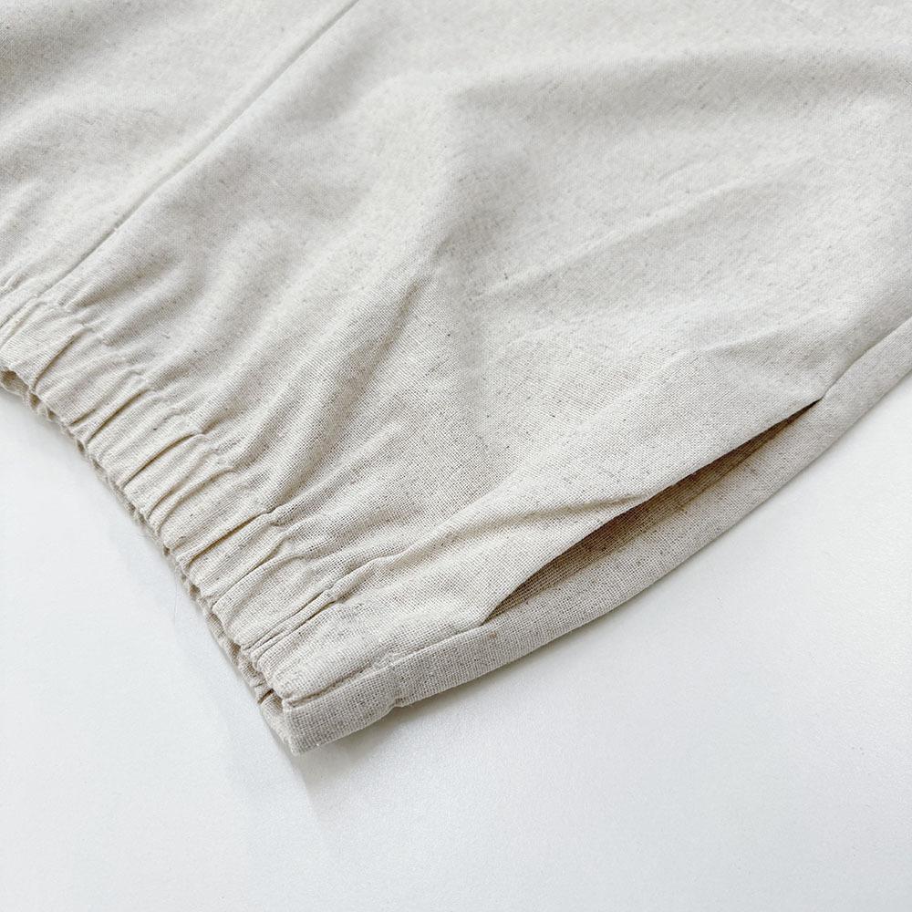 Повседневный осенний комплект в французском стиле, новая мода, хлопок и лен, V-образный вырез, топ с рукавами-буфами, шорты, комплект из двух предметов