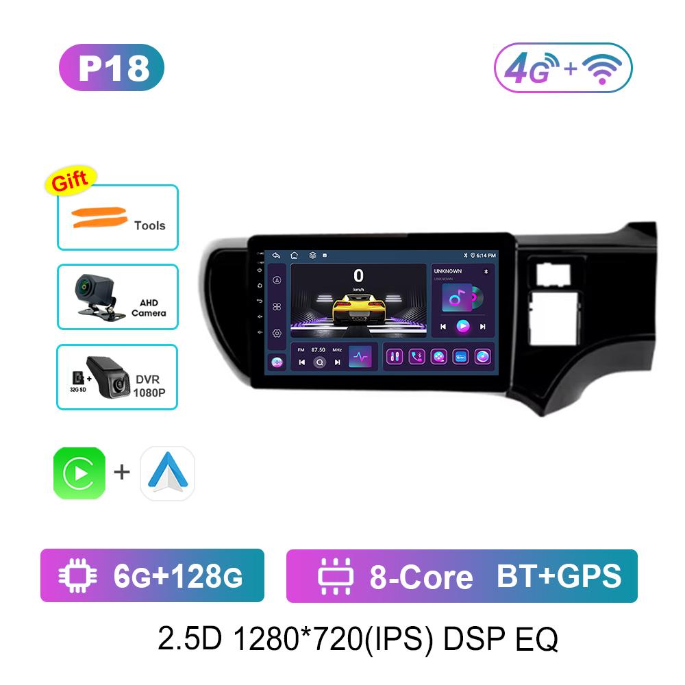 9-дюймовый DSP Стерео Android OS для Toyota Aqua 2011 - 2017 Navi GPS 4G Автомагнитола Мультимедийный плеер BT IPS Экран WiFi Вентилятор охлаждения