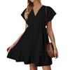 Women's Dresses Short Sleeve V Neck Drawstring Casual Ruffled A Line  Babydoll Dress