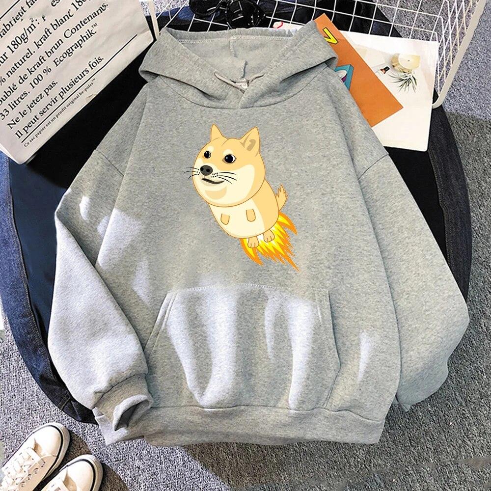 Горячие толстовки Dogecoin женские Kawaii Cartoon Shiba Inu Graphic Streetwear женские To The Moon Classic Hoodie Смешная толстовка унисекс с капюшоном унисекс