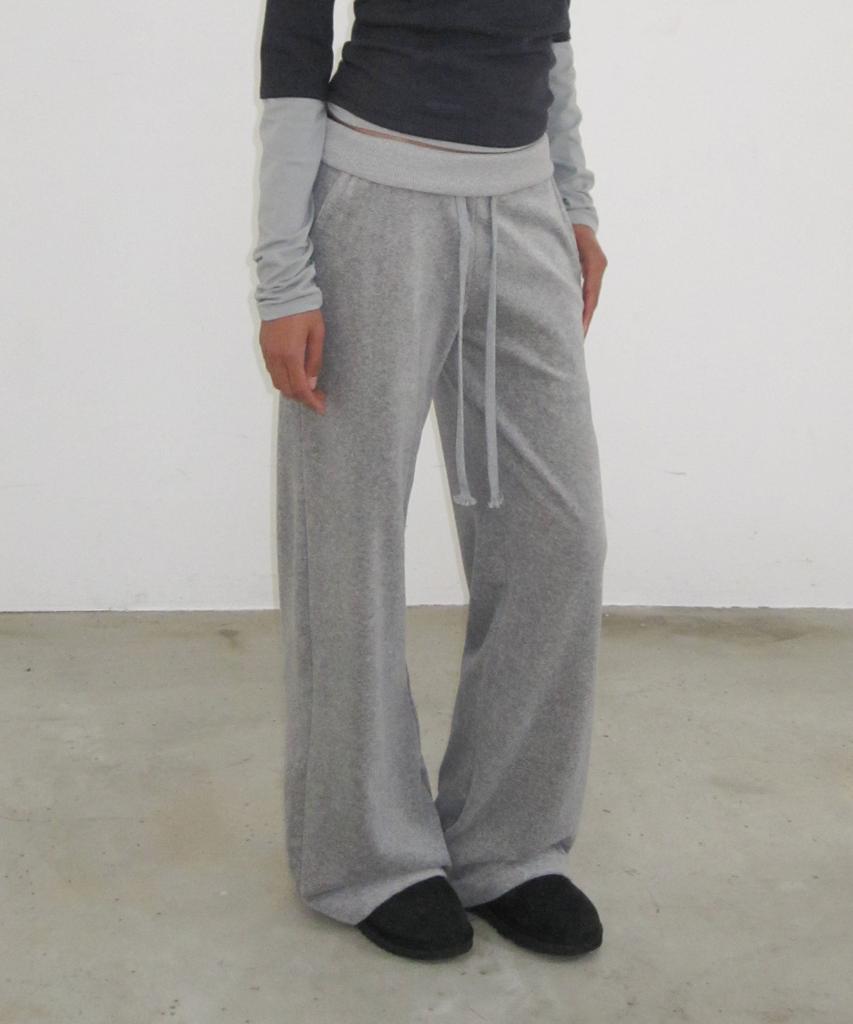 SANDRIC Velvet Track Pants_Melange Gray