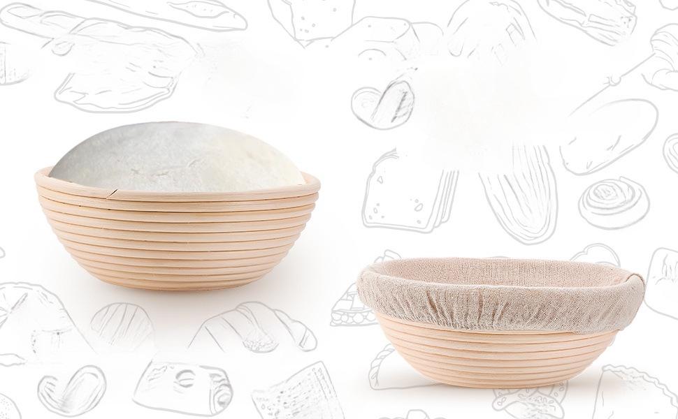 Wicker French Bread Dough Basket with Liner - Sourdough Baker's Tool