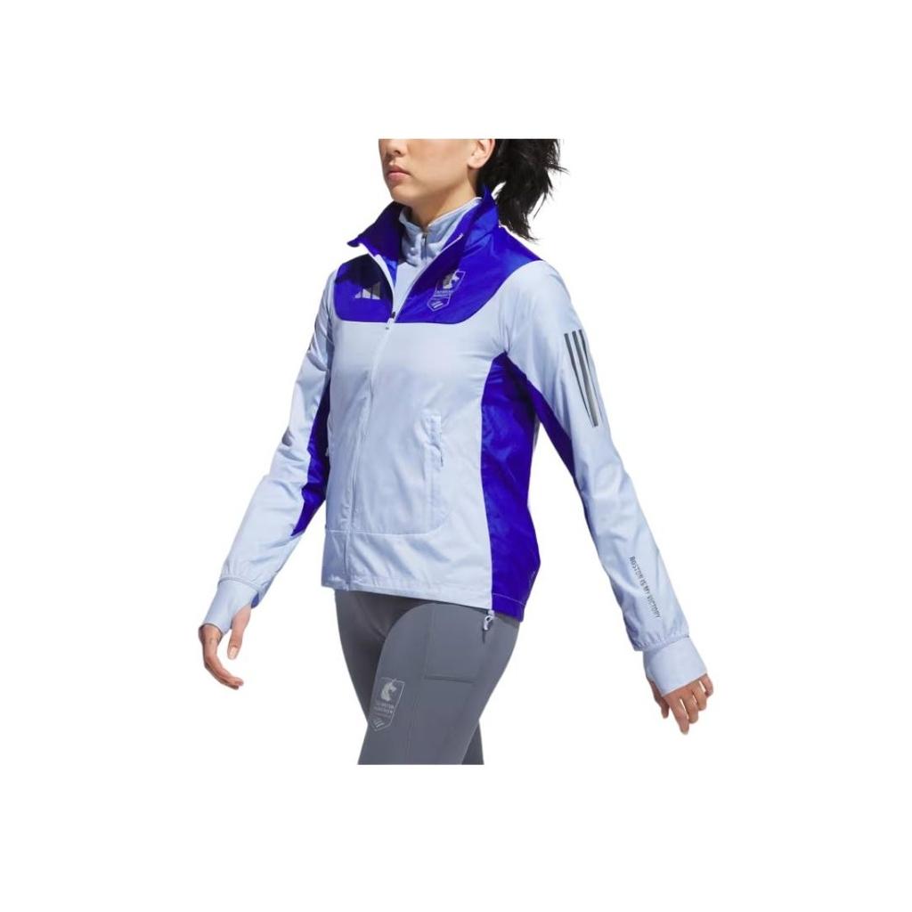 Adidas Color Block Slim Fit Stand Collar Work Jacket Women Jacket Blue JN3002