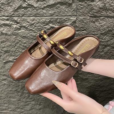 Модные женские шлепанцы с регулируемой пряжкой, замшевые плоские мюли-слайды, новая летняя уличная удобная повседневная обувь без застежек