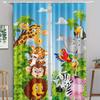 2pcs, Cute Cartoon Forest Zoo Animation Curtain Polyester Material Decorative Curtains for Boys Bedroom Living Room Game Room