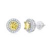 Серьги-гвоздики из стерлингового серебра 925 пробы 0,5 карата круглой огранки Vvs1 с настоящими желтыми бриллиантами из муассанита для свадьбы и помолвки, ювелирные украшения