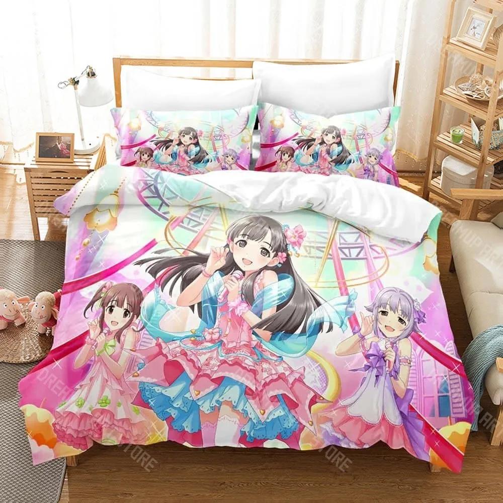 3D Print IDOLM@STER Cinderella Girls Starlight Stage Bedding Set 3D Printed Anime Three-piece Set Adult Boys Bedroom Duvet