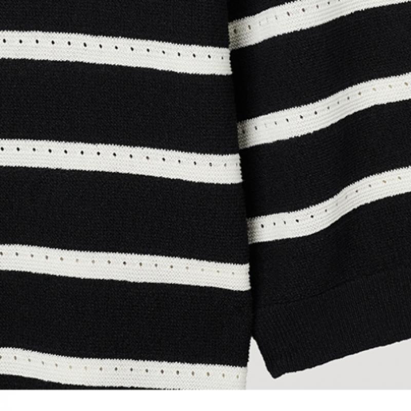 [She S miSS] Square Neck Stripe Knit SSkpop22240 Bk
