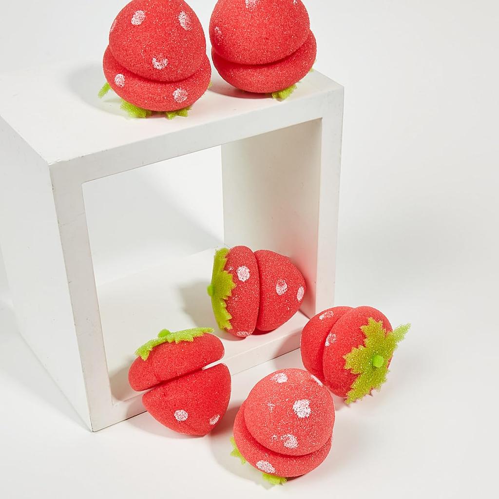 12 шт. DIY Клубничные бигуди из пеноматериала без нагрева, ролики для волос без нагрева, набор для сна, мягкий губчатый материал, инструменты для укладки волос для ленивых девушек