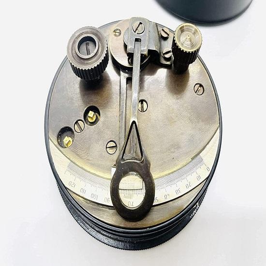 Латунный 7,62 см коробочный секстант, барабанный секстант, морской рабочий секстант с кожаным футляром