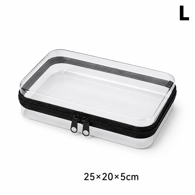 Waterproof Transparent Hard-shell Cosmetic Storage Bag Zippered Clear Pouch for Travel Outdoor Toiletries Organizer