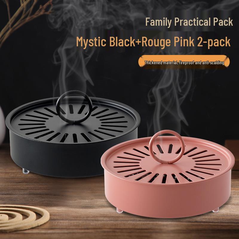 Огнеупорная кованая железная подставка для москитных спиралей с крышкой - Креативная пепельница из углеродистой стали