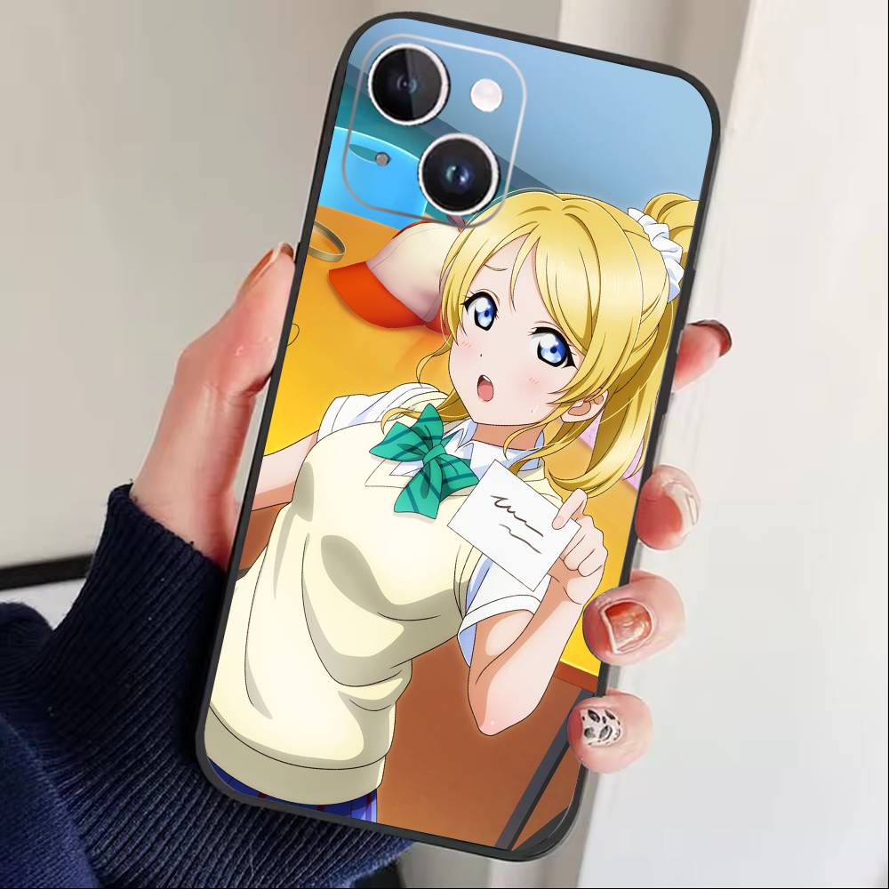 L-Love live-Аясе Эли Чехол для телефона Для iPhone 16,15,14,13,12,17,Pro Max,Plus Силиконовый Черный Чехол