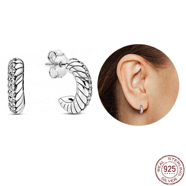 Серьги из стерлингового серебра 925 пробы, настоящее большое сердце, циркон, круглые серьги-кольца для женщин, модные серебряные серьги, ювелирные изделия, подарок