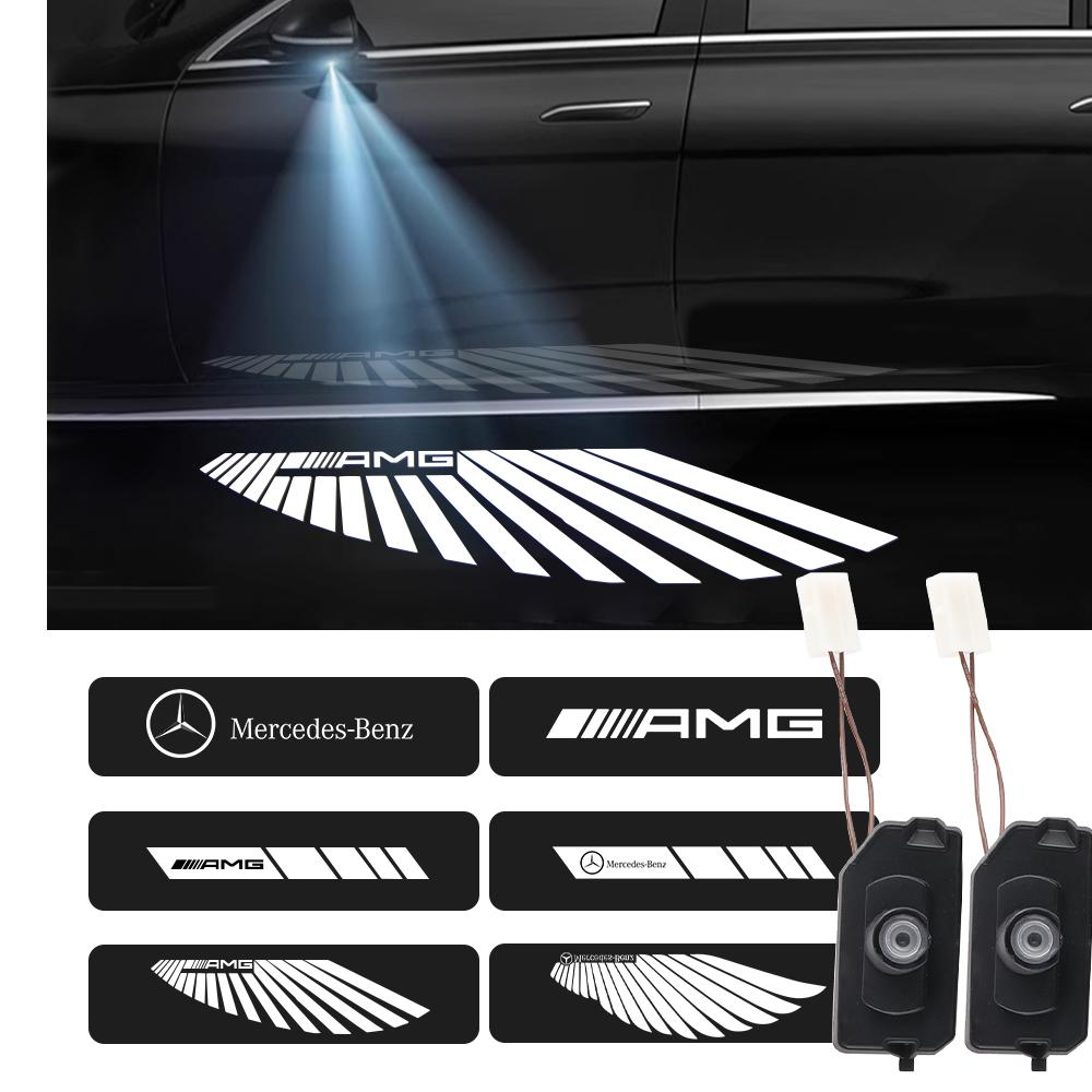 NHFW5 Car Angel Wings Carpet Light Rearview Mirror Projector Lamp for Mercedes Benz AMG A B C E S Class GLC X253 C253 EQC GLA GLB CLS