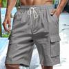 Мужские летние шорты, однотонные, повседневные, стандартного покроя, с эластичными поясами, завязками, дышащие, карго-шорты
