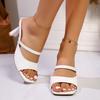 Large Size High Heels Thick Heel Square Head Slippers Women's Fashion Open Toe Sandals