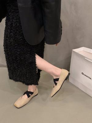 Французские балетки на плоской подошве с квадратным носком, туфли-феи 2025 года, новинка весны и осени, вечерние нежные туфли Мэри Джейн