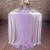 9.8FT Gauze Table Runner Chiffon Cheesecloth Table Runner with Faux Pearls Dining Table Decor Cloth for Home Birthday Holiday Party