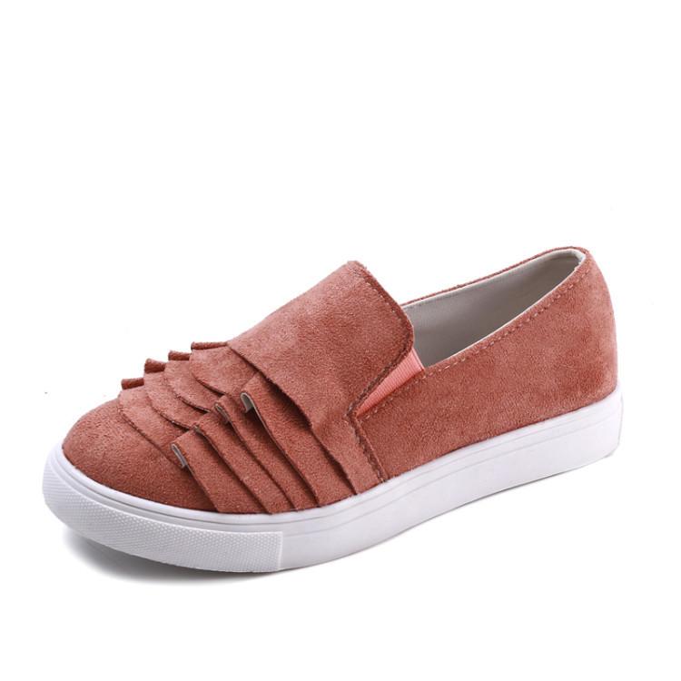 Женские мокасины большого размера на платформе с оборками, туфли на плоской подошве, женские повседневные туфли-лодочки, женские мокасины из флока, обувь 987