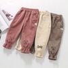 2024 Spring Korean Children's Corduroy Joggers - Big Ear Rabbit Design for Girls