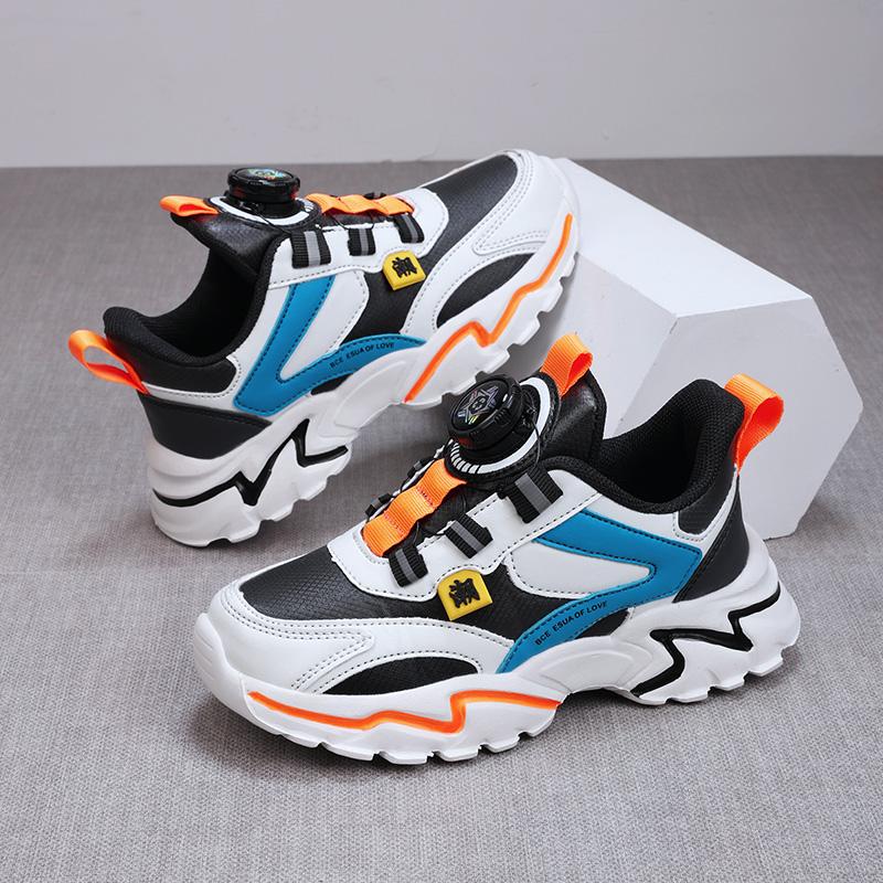Kid's Sneakers Girls' Sports Shoes Fashionable Boys' Sports Shoes Fast and Convenient Rotating Button Sports Shoes
