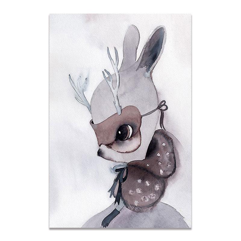 Современный скандинавский кролик для девочек, ангел, настенное искусство, мультяшная картина на холсте, спрей, цветной художественный постер, детские настенные фрески для детской комнаты