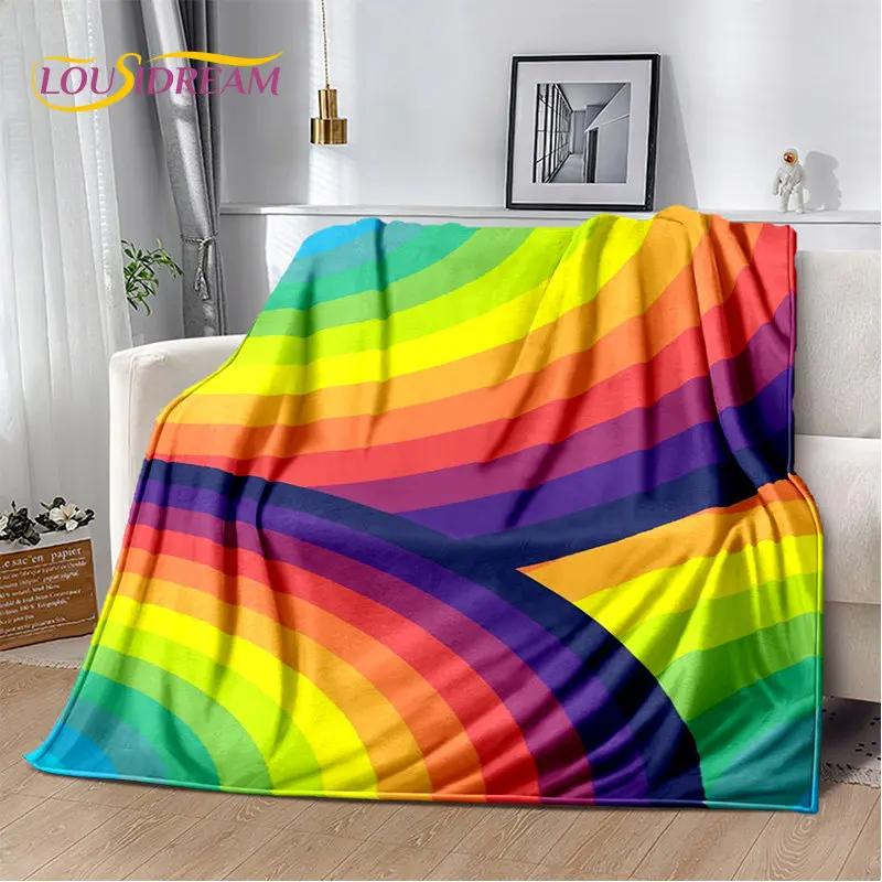 Мягкое плюшевое одеяло с радужной цветной иллюзией, фланелевое одеяло, одеяло для гостиной, спальни, кровати, дивана, чехол для пикника