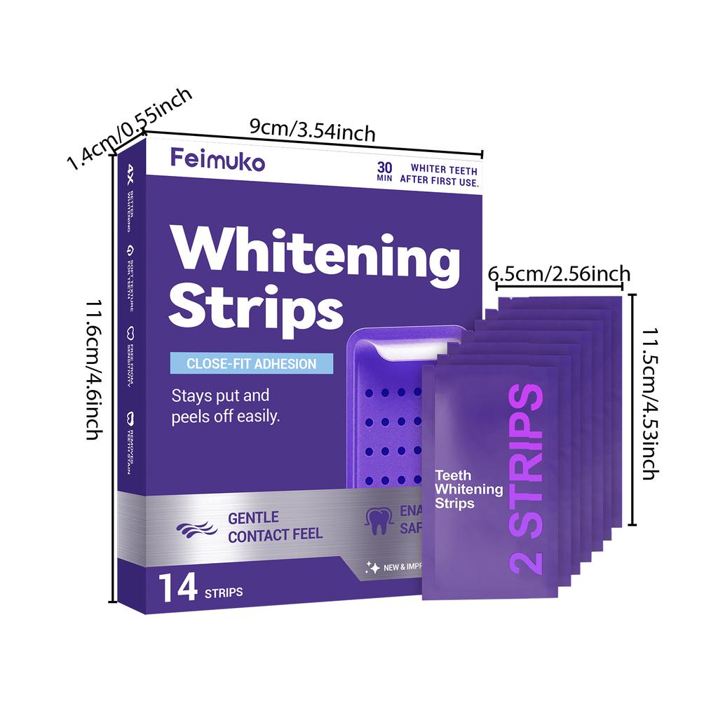 Purple Tooth Whitening Strips Sensitive Teeth Treatment Improve Teeth Yellowing Dental Stain Removal Smile Brightening Strips