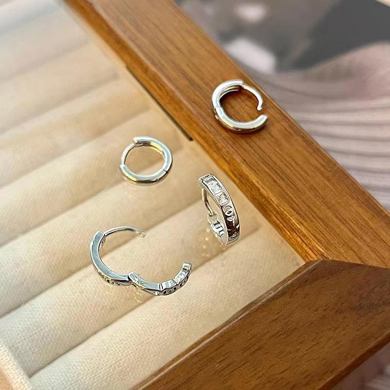 4 шт./компл. серьги-кольца из нержавеющей стали с эстетическим цирконием для женщин