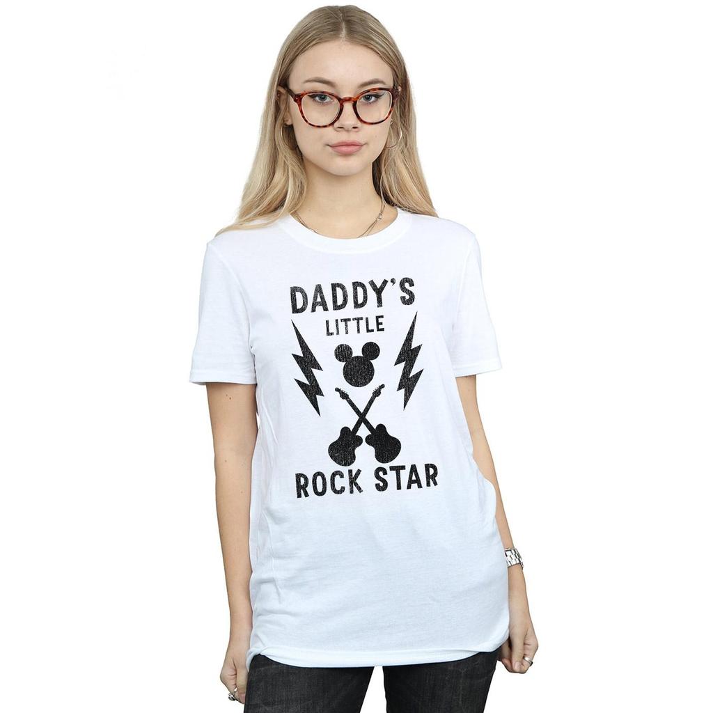 Disney Womens/Ladies Mickey Mouse Daddy´s Rock Star Cotton Boyfriend T-Shirt