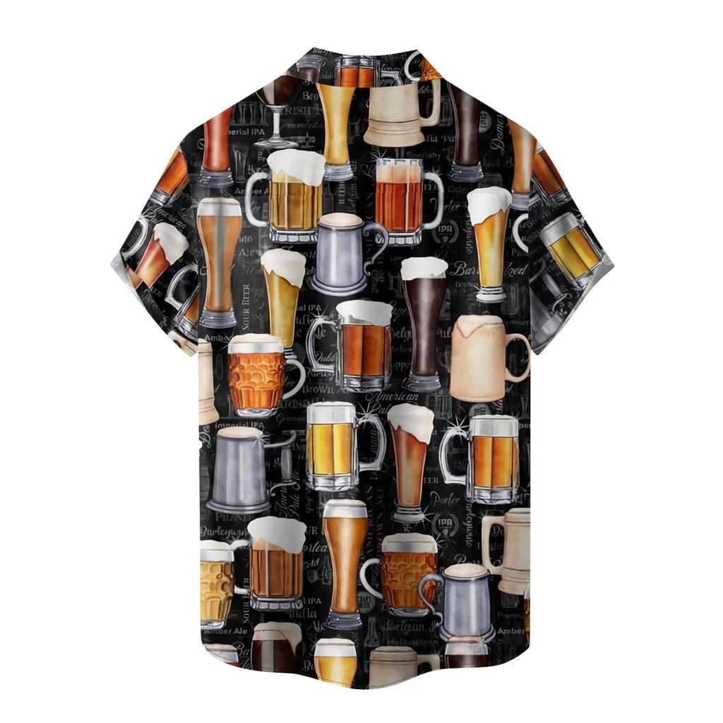 Новая летняя мужская облегающая рубашка с принтом, большая модная повседневная мужская рубашка с коротким рукавом