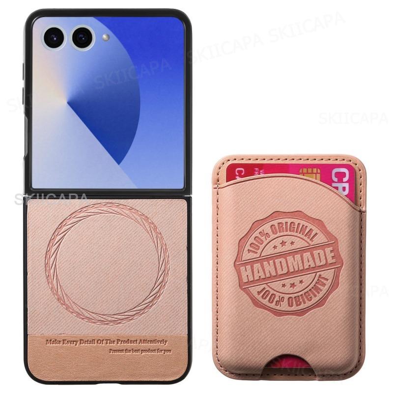 for Magsafe Magnetic Card Slot Holder Leather Case for Samsung Galaxy Z Flip 8 7 Flip6 Flip5 Flip8 Flip3 Protect Phone Bag Cover