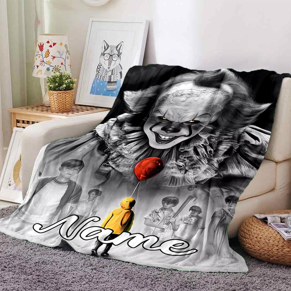 Customiz Name Personality Pennywise the Dancing Clown Blanket Soft &Warm Sofa Office Bed Travel Lunch Break Blanket, Gift Suitable All Seasons