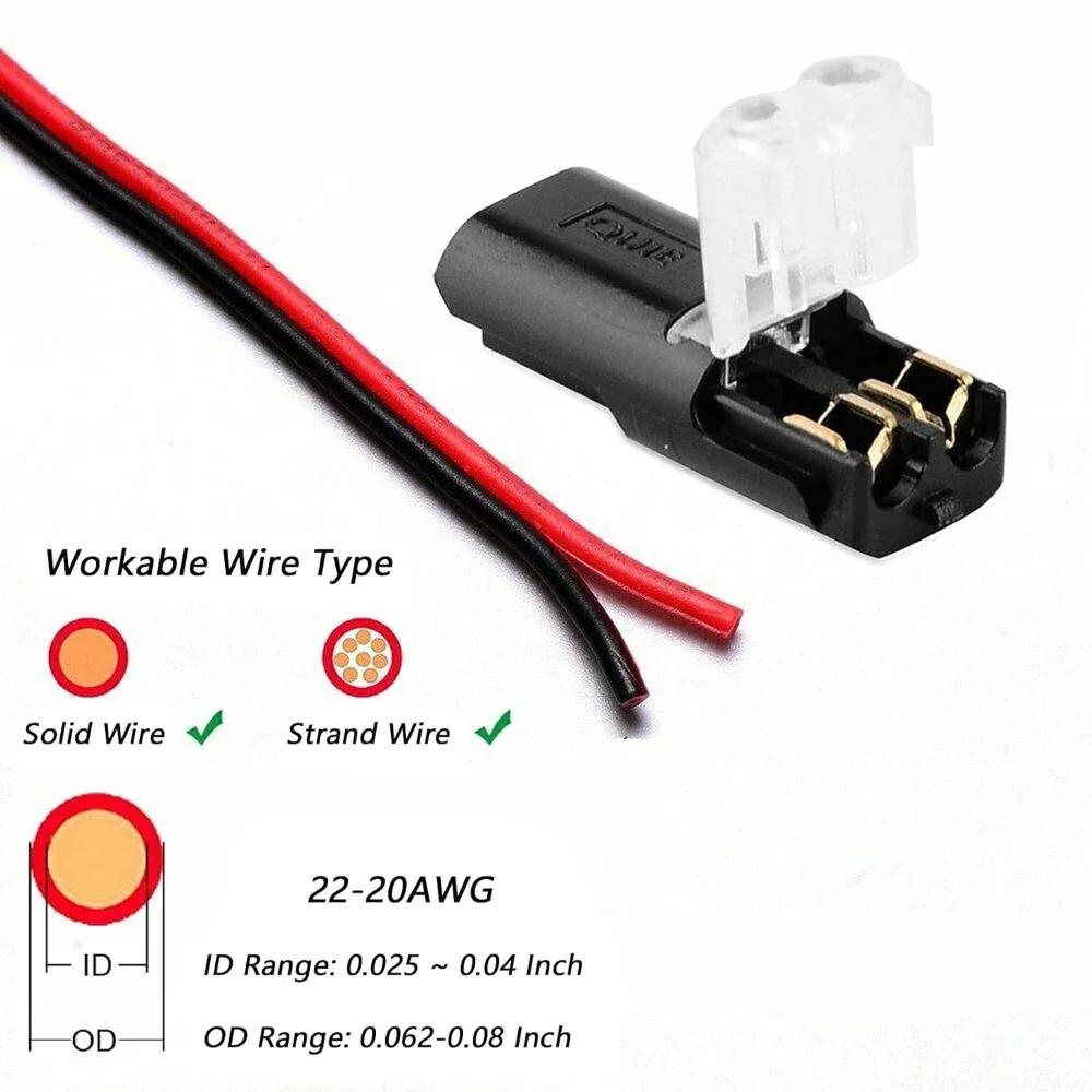 2 Pin Way Plug Electrical Connectors with Locking Buckle Push-in Car Wire Terminal Block Waterproof Wire Cable Connection Strips