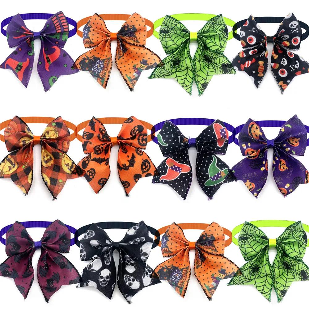 30/50 Pcs Holiday Pet Dog Bow Ties Puppy Halloween Collar Dog Bow Tie Design Puppy Collar for Small Dog Cat Grooming Products