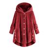 Women's Fashion Solid Color Pocket Button Hooded Loose Casual Plush Jacket