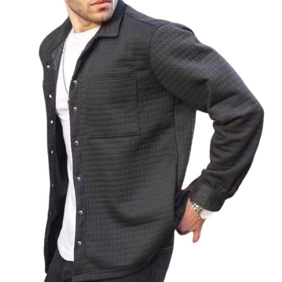 Мужская куртка с лацканами, длинным рукавом, накладным карманом, куртка, пальто с накладным карманом, однотонное вафельное однобортное пальто