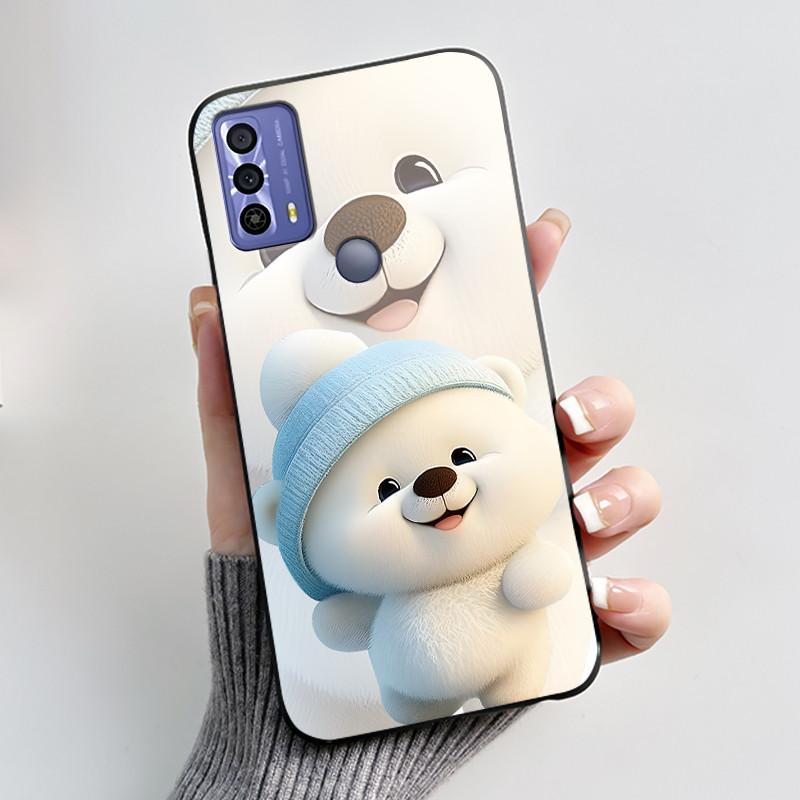 New Design Case For TCL 20B (6159K) Fashionable Black Love Pattern Shockproof Protective Cover Soft Silicone Black Case