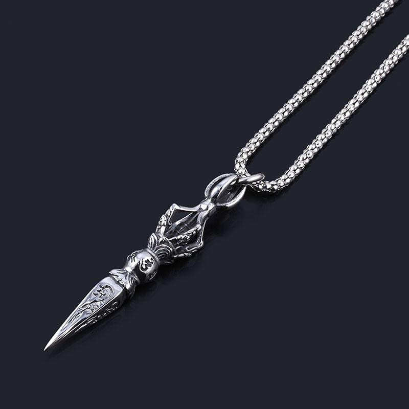 Men Rock Punk Tibetan Buddhist Protection Necklaces Vajra Dagger Amulet Pendant